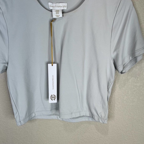 House of Harlow Women's Cropped T-Shirt Short Sleeve Crewneck Gray Size M - Picture 4 of 12
